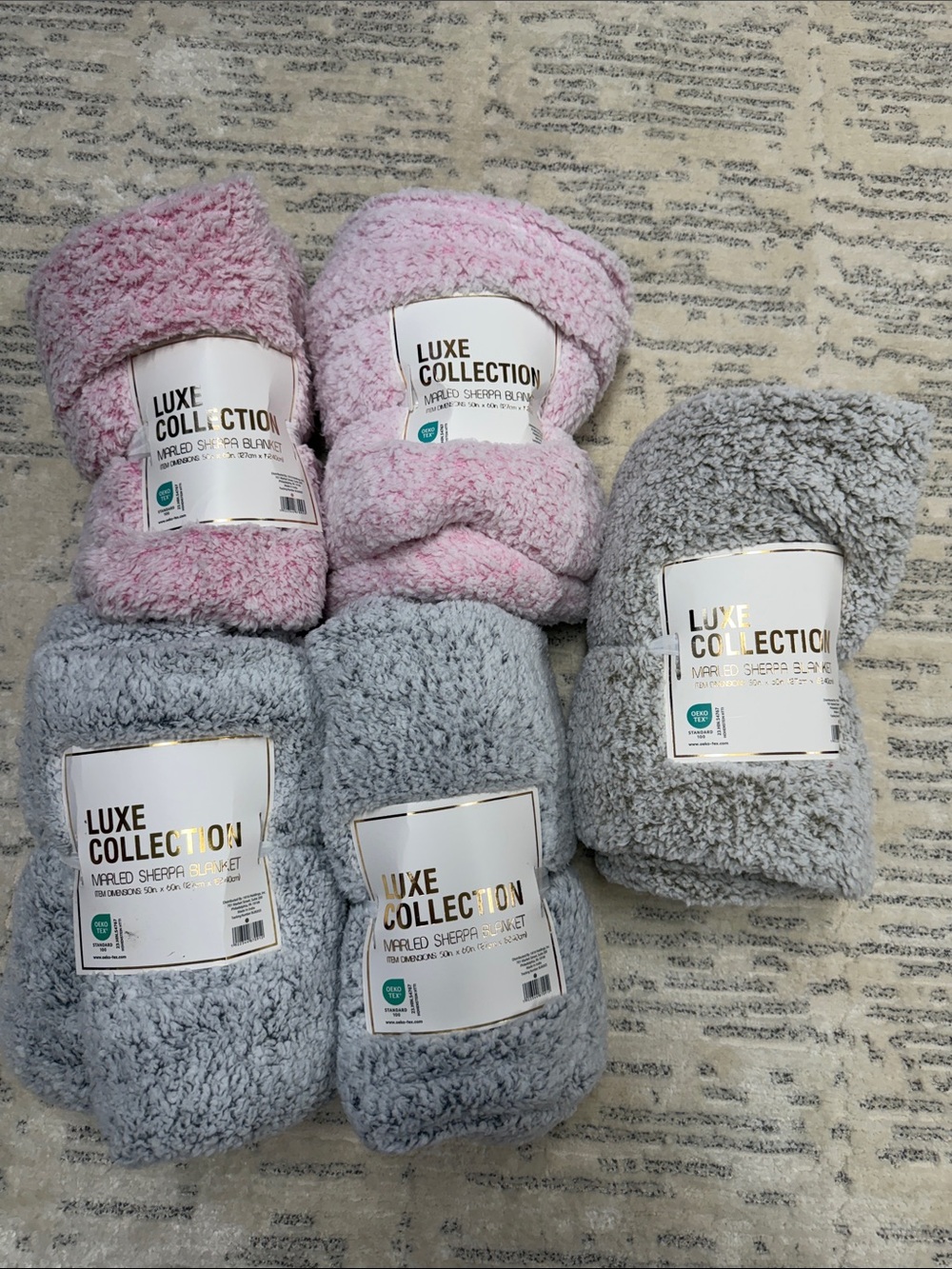Pink and Gray Sherpa Blanket - Soft Plush Throw